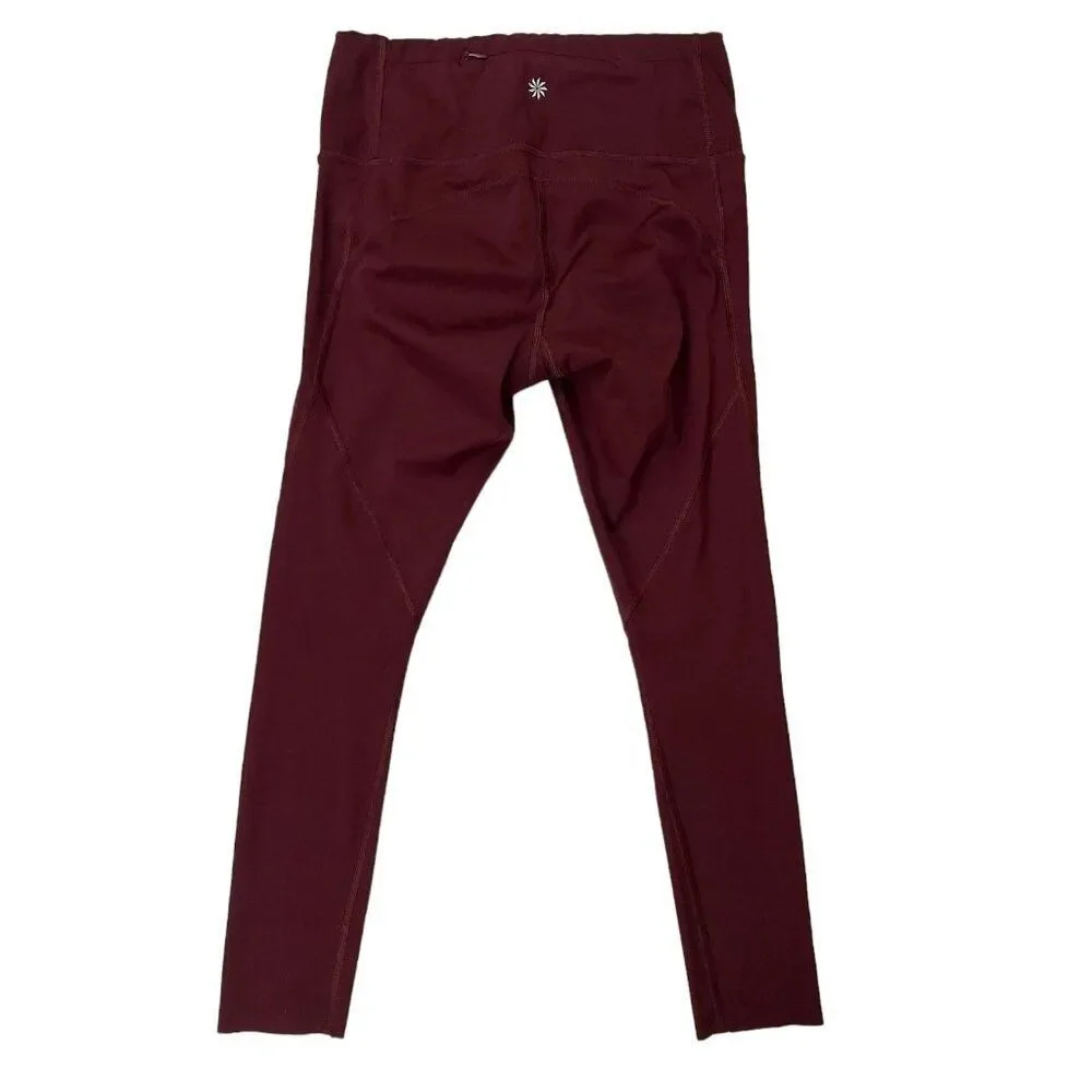 Athleta Ankle Leggings Youth XL 12/14 Burgundy Comfort Gym Training Running